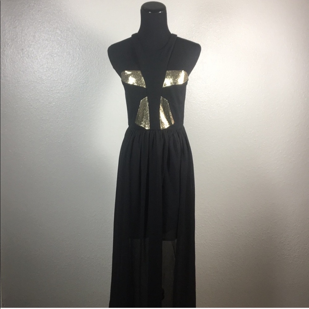 Dance and Marvel maxi Dress Black Gold Metallic